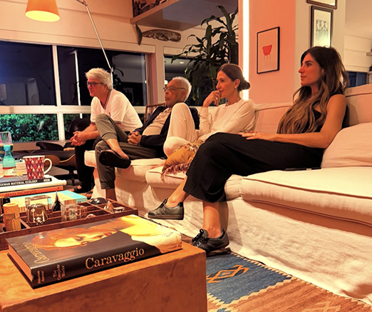 Flora e Gilberto Gil com Andrucha Waddington e Andréia Sadi